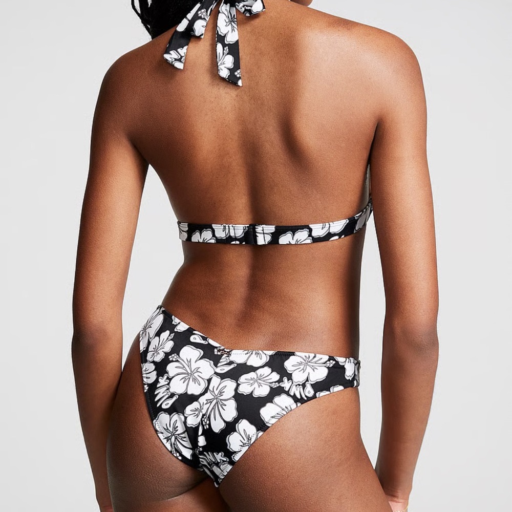 Victoria’s Secret PINK V-Front Itsy Bikini Bottom XXL Black + White Sexy Cute VS